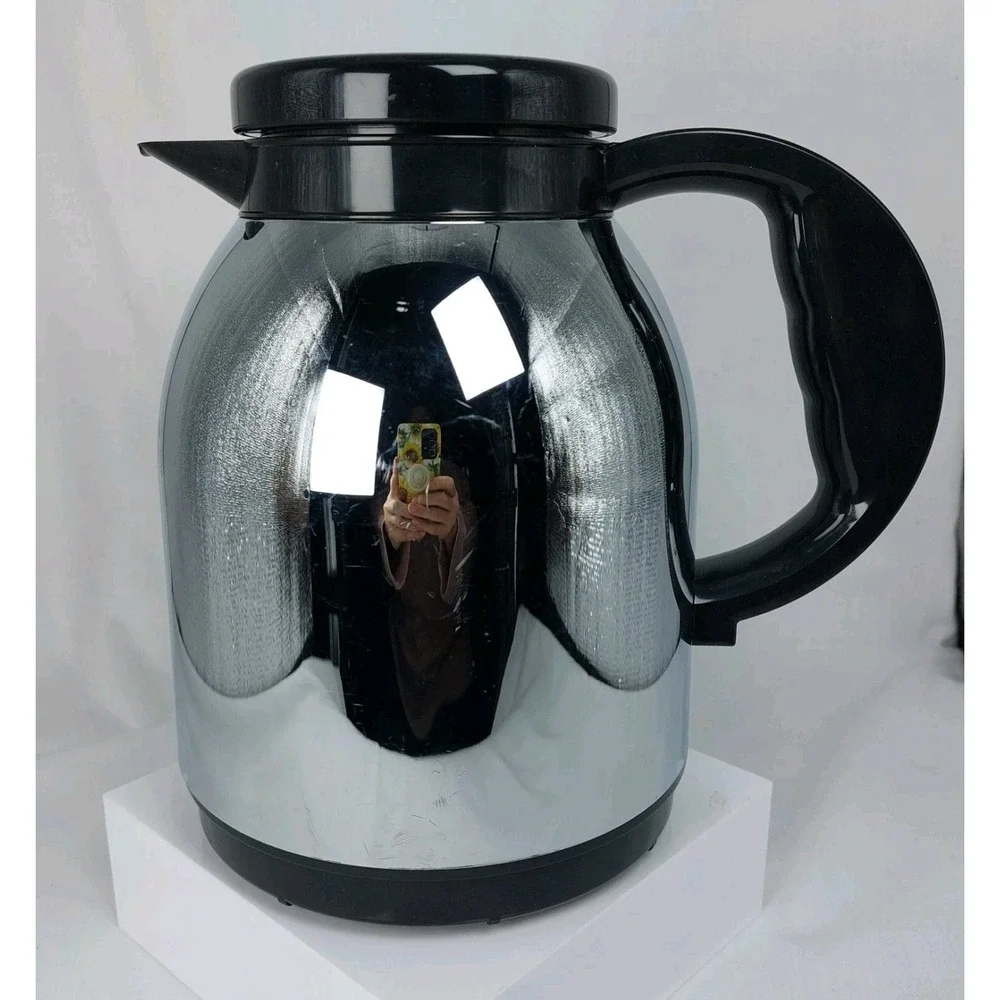 COFFEE POT REPLACEMENT Thermal Carafe Chrome 10–12 Cup Brew‎ & Pour Lid